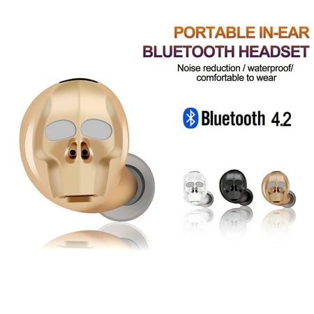 Samson Stereo Mic AGPtek Mini Wireless Earbuds Bluetooth 4.2 Headset Stereo Invisible Headphones with Mic for IPhone Samsung HTC ()