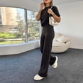thumbnail image 6 of Inleife Two Piece Sets for Women Summer Fashion Summer Women Casual Short Sleeve Bandage Tops Outing Long Pants Sets Black Sizes M, 6 of 6