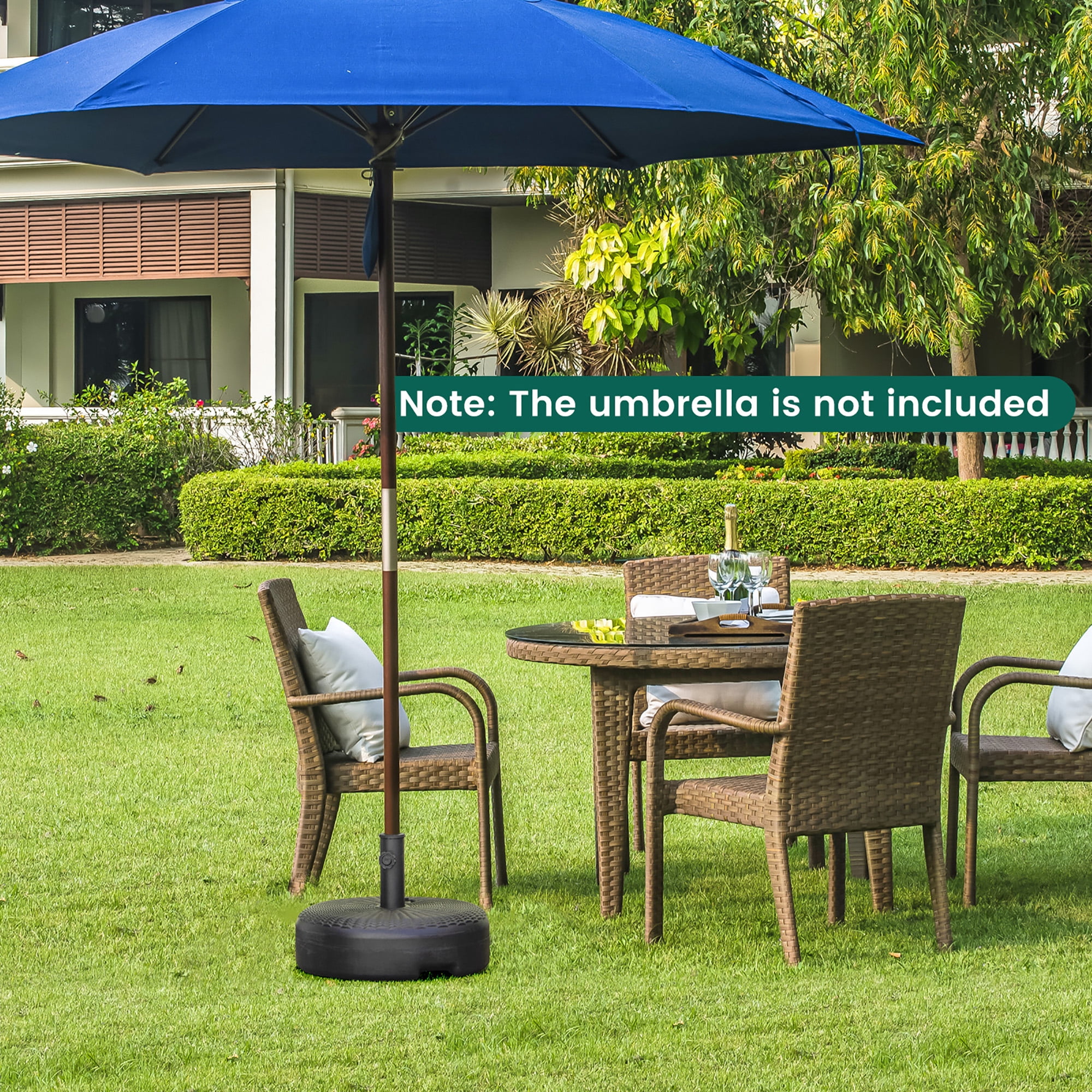 Costway 18'' Patio Fillable Round Umbrella Base Stand Holder Fit Pole 1.5''/1.9'' Weighted