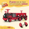 thumbnail image 5 of Red Electric 2-Seater 12V Kids Ride On Toy Train with Carriage 2 Speeds Boys Girls Gift w/ Music,Lights,Honk,Storage,USB,Support to 165LBS, 5 of 18
