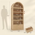 thumbnail image 2 of 81" Tall Arched Cabinets, Bookcase with Storage Drawer, Mid-Century Modern 5-Tier Bookshelf for Living Room, Kitchen, Home Office, Oak, 2 of 9