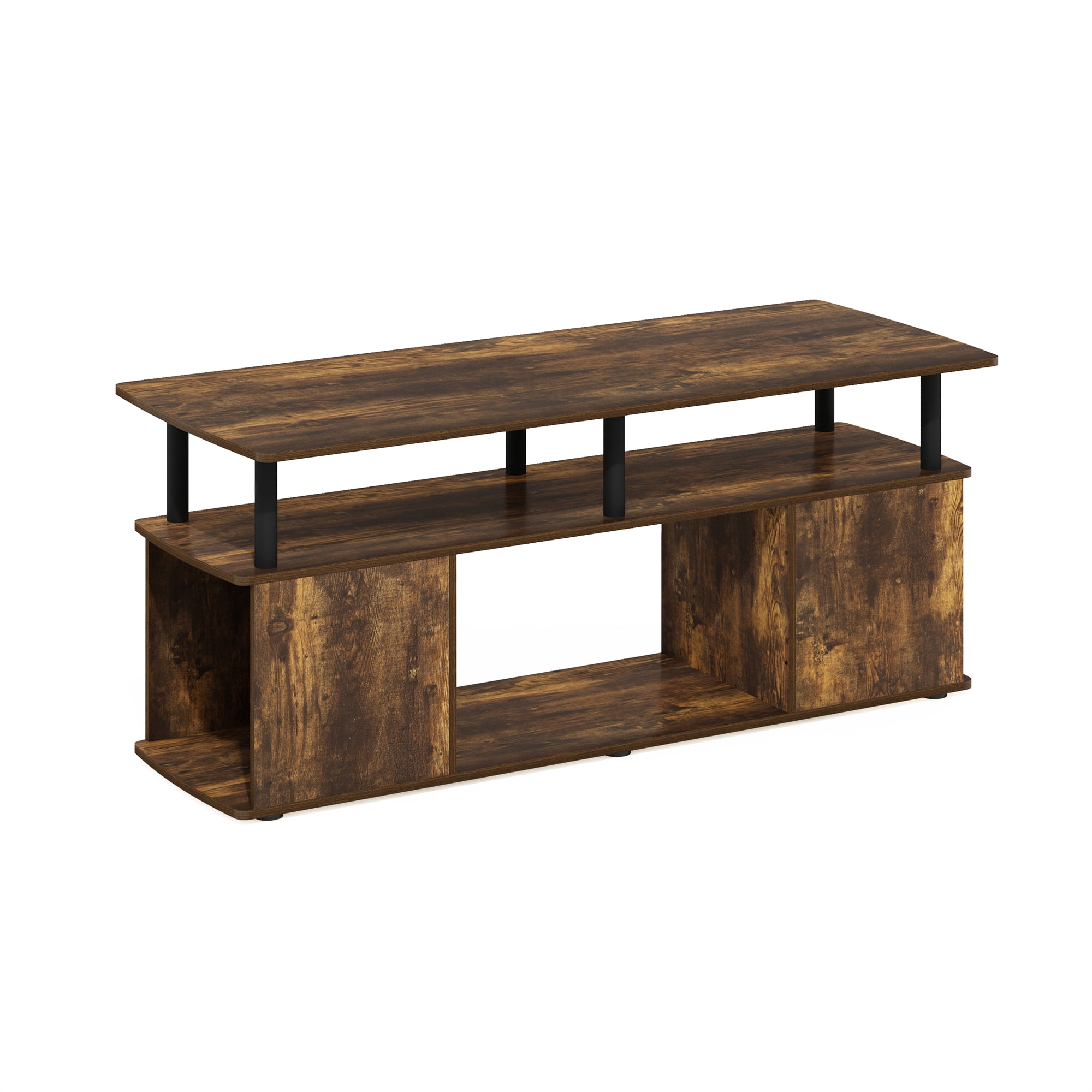 Furinno JAYA TV Stand Entertainment Center with Open Storage Compartment for TV up to 50 Inch, Amber Pine/Black