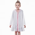 thumbnail image 2 of Girls Swim Cover Up Toddler Swimsuit Coverup Hooded Zip-Up Beach Bathing Suit Robe Cover-ups for Kids Girls, 2 of 6