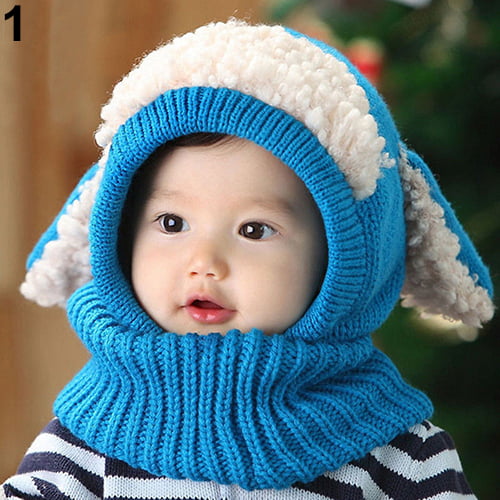 Color : Red, Size : 44-49cm ZDD Autumn Winter Baby Child Cartoon Warm hat Knit hat