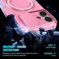 thumbnail image 6 of Case for iPhone 16, with Sliding Camera Cover, with Rotating Finger Ring Holder Magnetic Bracket Hybrid Hand Grip Protective Shockproof Phone Case Cover for iPhone 16 - Pink, 6 of 10