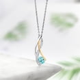 thumbnail image 4 of Gem Stone King 0.61 Ct Blue Apatite E-F Lab Grown Diamond 925 Silver and 10K Yellow Gold Pendant, 4 of 4