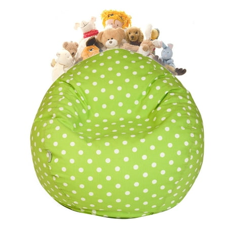 Majestic Home Goods Small Polka Dots Stuffed Animal Storage Bean Bag Chair Cover W Transparent Mesh Base Multiple Colors