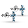 thumbnail image 2 of Cute Petite Cross Light Blue CZ .925 Silver Mini Stud Earrings, 2 of 7