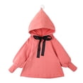 thumbnail image 1 of Sudadera con capucha para niña con pompón y manga abullonada con lazo de seda, 1 of 8