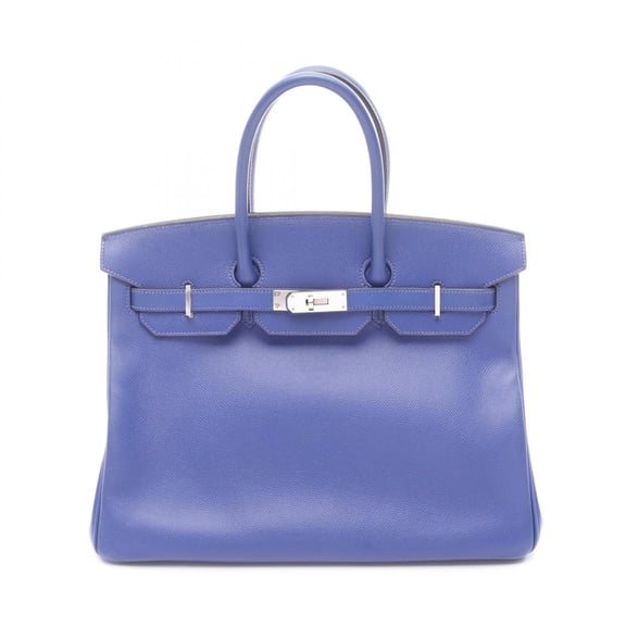 Pre-Owned Hermes Birkin 35 Blue Electric Handbag, Veau Epsom Leather, Women's