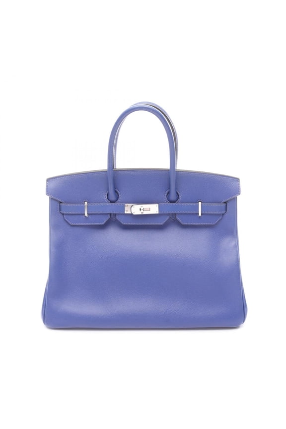 Pre-Owned Hermes Birkin 35 Blue Electric Handbag, Veau Epsom Leather, Women's