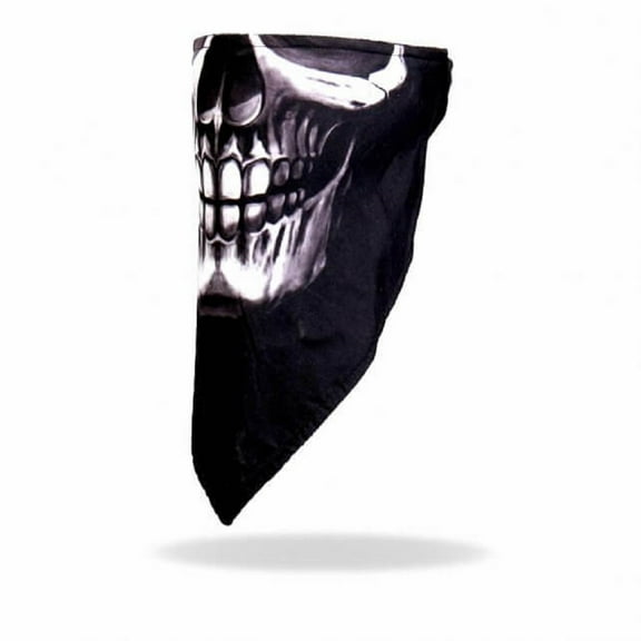 Skull Design Biker Face Mask - Fleece Lined, Hook & Loop Closure - One Size, Unisex