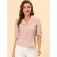 thumbnail image 4 of Blusa de Manga Corta Allegra K Para Mujer Rosa XS, 4 of 4