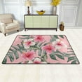 thumbnail image 2 of SKYSONIC 36x24in Summer Pink Flowers Area Rug, Tropical Palm Leaves Non-Slip Floor Carpet for Indoor Living Dining Room Bedroom, 2 of 7