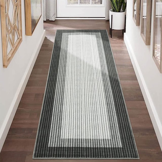 Alfombras de corredor Haperlare con bordes modernos, lavables a máquina, para pasillo, entrada, lavandería, gris, 2'x6'