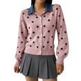 thumbnail image 4 of Endives Cardigan Sweaters for Women Denim Collar Button-Front Ribbed Knit Cardigan Sweater Long Sleeve Casual Fall Top M, 4 of 6