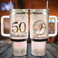 thumbnail image 2 of Personalized 50th Birthday Tumbler Travel Coffee Mug Stainless Steel Tumblers With Lid 40oz Cups Custom Name Birthday Gifts For Women Mom Friends Family Sister Brother Dad Bff, 2 of 6