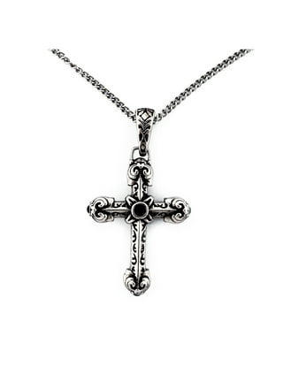 LYNX Stainless Steel and Ebony Wood Cross Men's Pendant