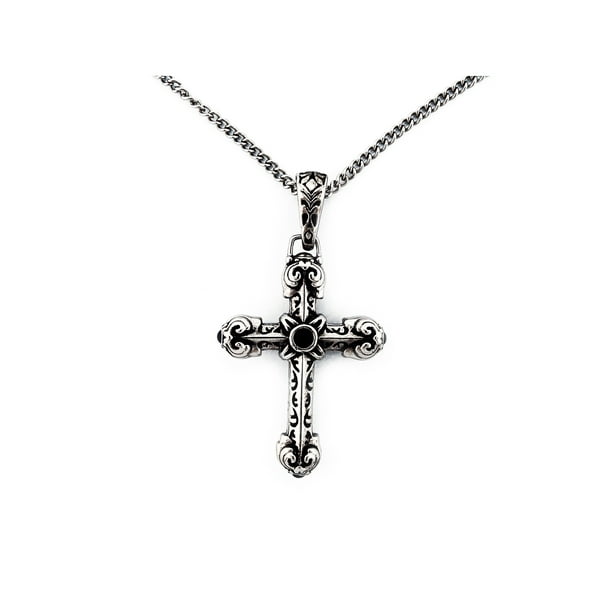 Men's Celtic Cross Stainless Steel Pendant, 24"