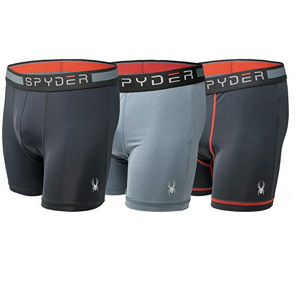 Spyder SPYDER MEN'S PACK 3 NYLON BLACK GREY MEDIUM UNDERWEAR X3