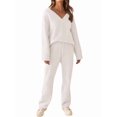 thumbnail image 3 of Women'S Lounge Sets Fall Fashion 2 Piece Outfits Sweater Pajama Set Fuzzy Loungewear Matching Winter Clothes White XL, 3 of 9