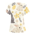 thumbnail image 3 of Easter Bunny Chicken Egg Print Short Sleeve T Shirt Cute Cartoon Festival Pattern V Neck Casual Tops Soft Lightweight Pullover Tees for Women Daily Holiday Wear, 3 of 4