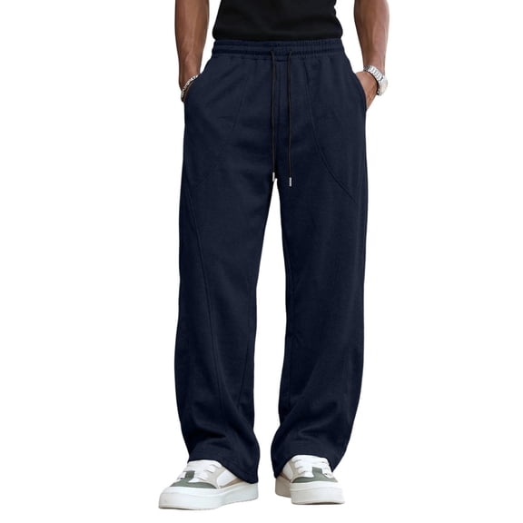 StSilkitty Mens Wide Leg Sweatpants Elastic Waist Drawstring Sweat Pants Gym Athletic Running Trousers with Pockets