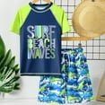 thumbnail image 2 of BOBOGOJP Boys Short Sleeve Rash Guard Swimsuit Set with Swim Trunks Green for 8-9 Years, 2 of 6