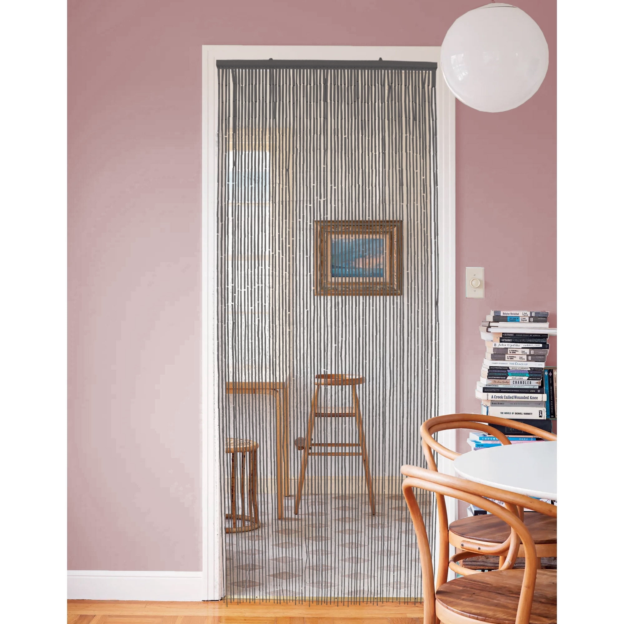 Bamboo Beaded Door Curtain 65 Strings 79" W x 36" W Gray