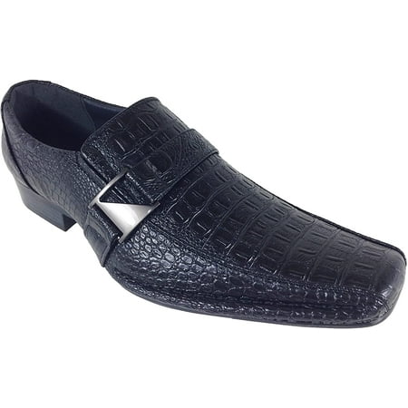 Men s Dress Shoes Loafers Crocodile Elastic Buckle Slip On