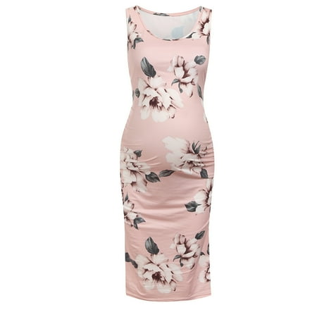 

Catinbow Maternity Summer Dress Sleeveless Printed Women Skirt