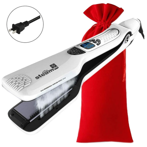 Plancha de Cabello de Vapor VentDepot TitaniumSteamWhite 1Pza Blanco 110-240V 160-230°C