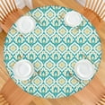 thumbnail image 2 of Vibrant Boho Style Round Table Cover - Floral Pattern with Elastic Hem for 52-56 Inch Tables - Colorful Dining Tablecloth Decor, 2 of 7
