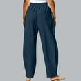 thumbnail image 5 of Diufon Cotton Linen Pants for Women Solid Color Lounge Pants Elastic Waist Wide Leg Pants with Pockets, 5 of 7