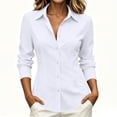 thumbnail image 2 of BXJX Womens Button Down Shirts, Collared Fitted Long Sleeve Business Ladies Work Dress Shirts White Size S-2XL, 2 of 6