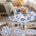 thumbnail image 5 of Navy Blue Coastal Round Area Rug 6Ft Washable Circle Rugs for Bathroom Office, Coral Starfish Seaside Summer Beach Non-Slip Carpet Floor Mats Indoor Outdoor Carpet Runner Aesthetic Home Decor, 5 of 8