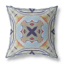 16â€ Navy Sage Geo Tribal Indoor Outdoor Throw Pillow
