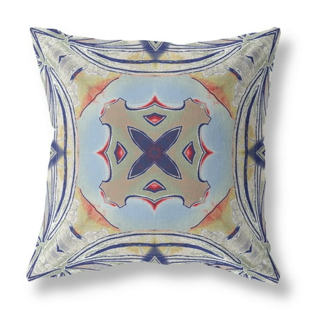 16â€ Navy Sage Geo Tribal Indoor Outdoor Throw Pillow