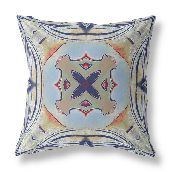 16â€ Navy Sage Geo Tribal Indoor Outdoor Throw Pillow