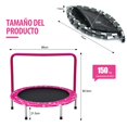 thumbnail image 3 of Costway Cama Elástica Plegable 92 cm para Niños Mini Trampolín con Cobertura Acolchada de Seguridad para Interior y Exterior Rosa, 3 of 10