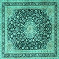 thumbnail image 1 of Ahgly Company Machine Washable Indoor Square Persian Turquoise Blue Traditional Area Rugs, 5' Square, 1 of 4