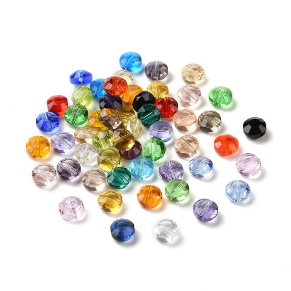 Imitation Austrian Crystal Beads Grade AAA K9 Glass Faceted Flat Round Mixed Color 8x4mm Hole: 0.9~1mm