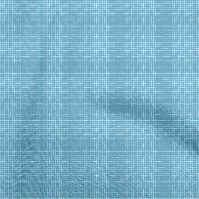oneOone Cotton Flex Blue Fabric Check Sewing Material Print Fabric By The Yard 40 Inch Wide