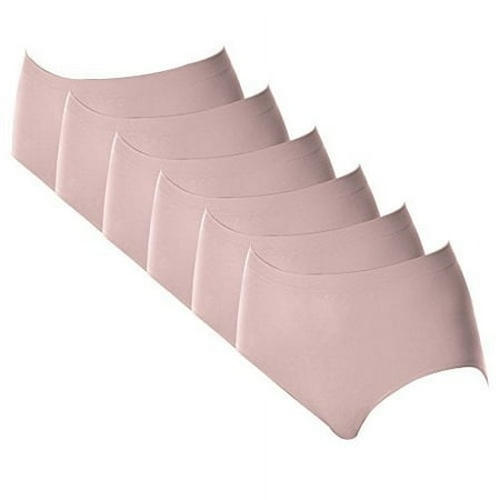 Bali Women`s Set of 6 Comfort Revolution Microfiber Seamless Brief 8/9, Rosewood Pack of 6