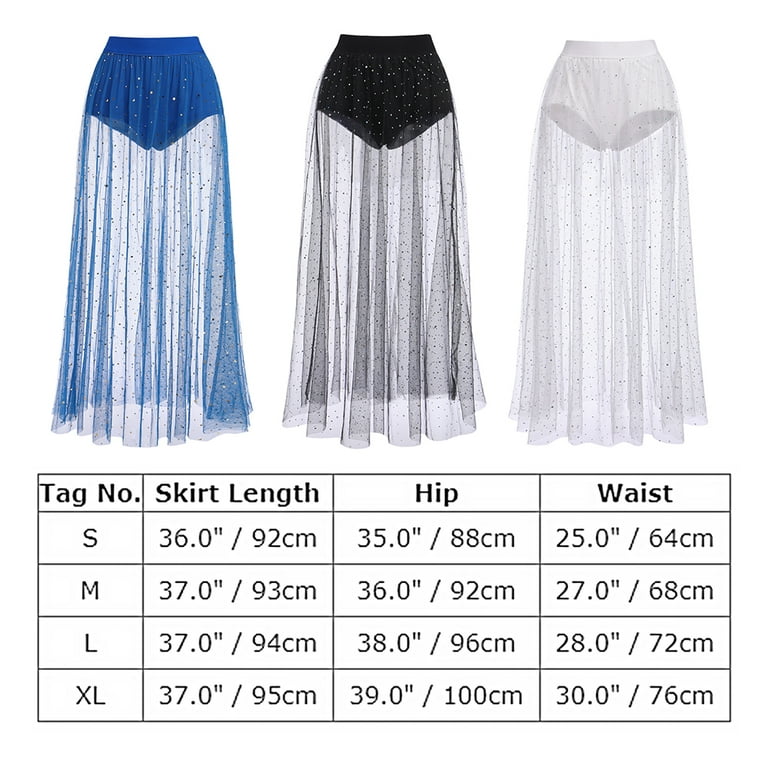Sparkly Glitter Mesh Hot Bikini Cover Up Festival Outfit See Through Long  Skirt