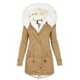 thumbnail image 2 of Drie Women Winter Coats Women's Hooded Winter Parka Waterproof Warm Long Puffer Jacket Khaki,3XL, 2 of 4