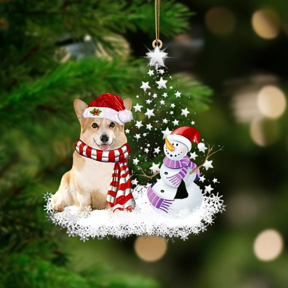 Acrylic 2D FLAT Corgi-Star Tree Hanging Ornament