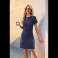 thumbnail image 1 of Robe d'Été Décontractée à Manches Courtes Froncées Midi Moulante pour Femmes, 1 of 10