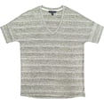 thumbnail image 2 of Calvin Klein Womens V-Neck Stripe Knitted T-Shirt Size Large Color Grey, 2 of 2