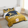 thumbnail image 3 of Homewish Baseball Game Gaming Queen Comforter Set,Ball Sport Theme Bedding Sets,Gold Deepblue Bedding Comforter Set For Teens,Luxury Bedroom Decor Reversible,3pcs, 3 of 8
